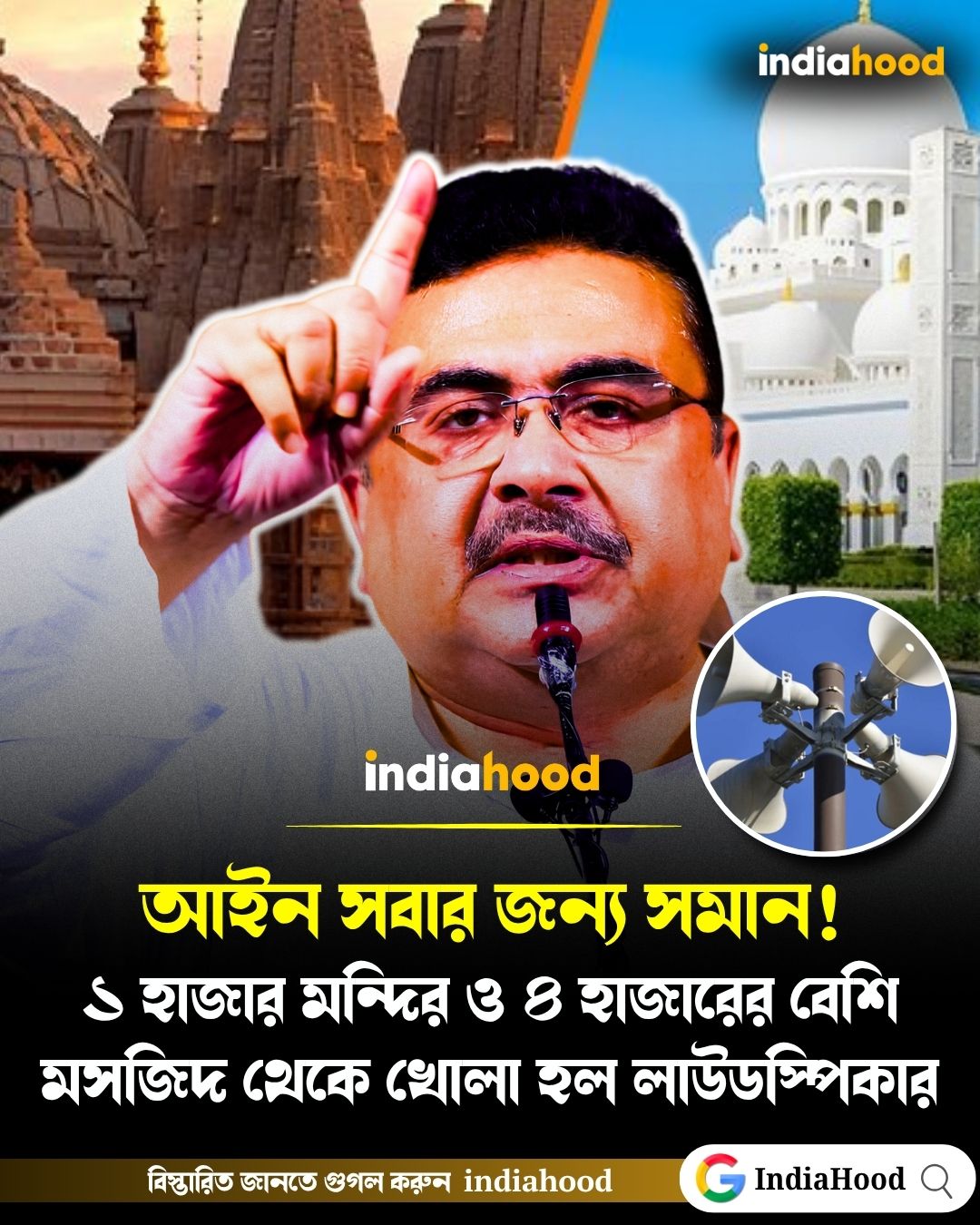 ১ হাজার মন্দির ও ৪ হাজারের বেশি মসজিদ থেকে খোলা হল লাউডস্পিকার